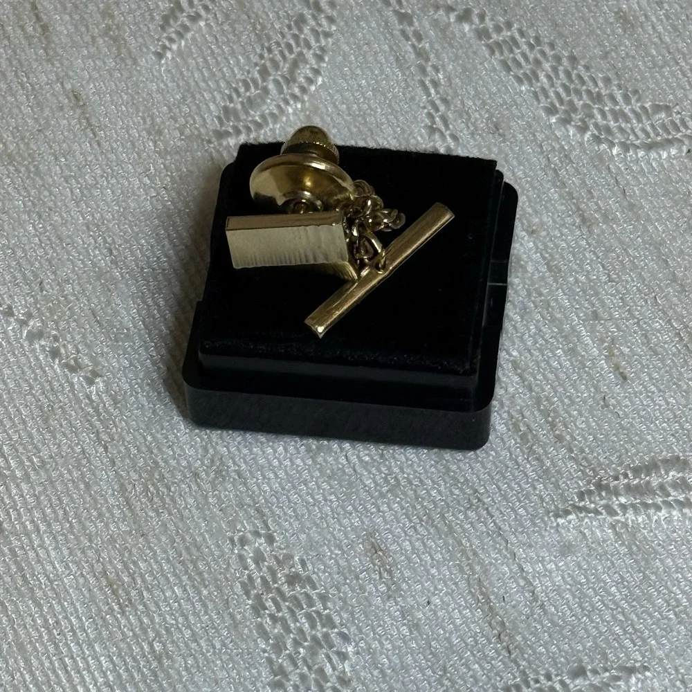 Men's‎ 3 Piece See Of Gold Toned Tie Tacks With Chain